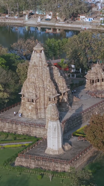 Vertical Aerial View of Western Group of Temples at Khajuraho, Madhya Pradesh