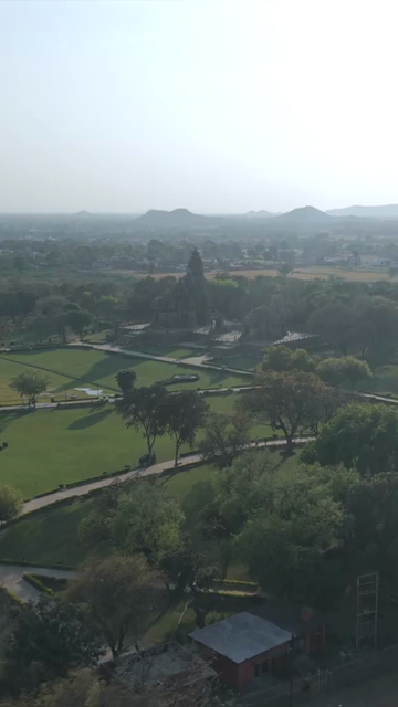 Vertical Aerial View of Western Group of Temples at Khajuraho, Madhya Pradesh