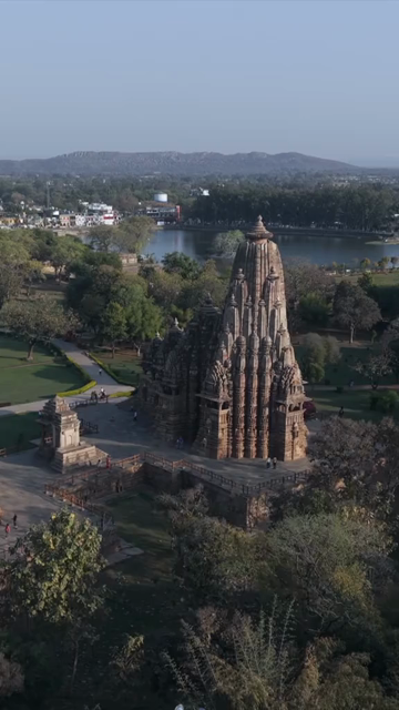 Vertical Aerial View of Western Group of Temples at Khajuraho, Madhya Pradesh
