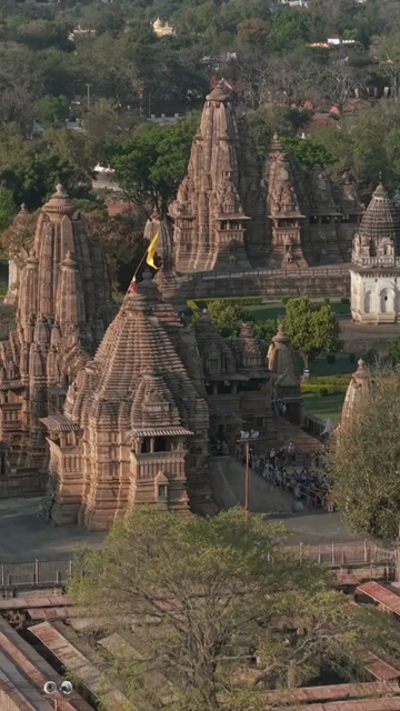 Vertical Aerial View of Western Group of Temples at Khajuraho, Madhya Pradesh