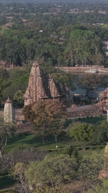 Vertical Aerial View of Western Group of Temples at Khajuraho, Madhya Pradesh