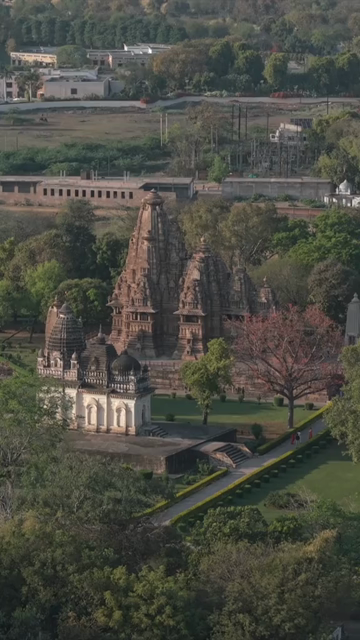 Vertical Aerial View of Western Group of Temples at Khajuraho, Madhya Pradesh