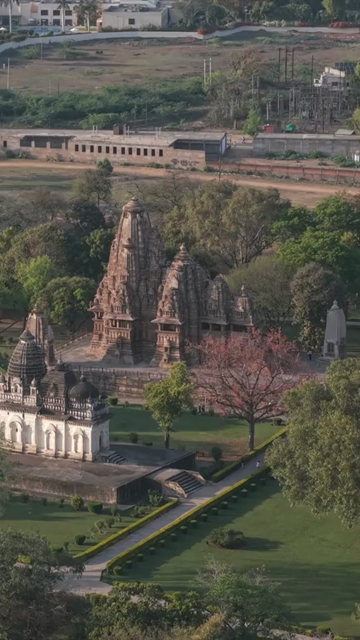 Vertical Aerial View of Western Group of Temples at Khajuraho, Madhya Pradesh