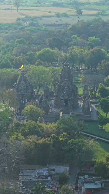 Vertical Aerial View of Western Group of Temples at Khajuraho, Madhya Pradesh