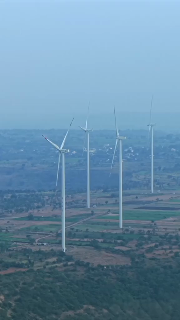 Vertical Aerial View of Wind Turbines and Mountain Landscape Goa