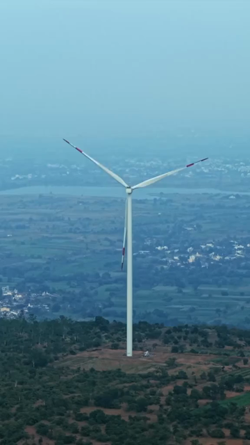 Vertical Aerial View of Wind Turbines and Mountain Landscape Goa