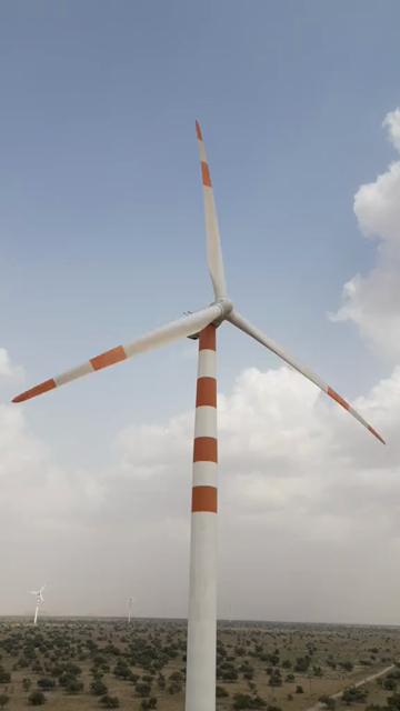 Vertical Aerial View of Wind Turbines at Ramgarh Wind Farm, Rajasthan, India