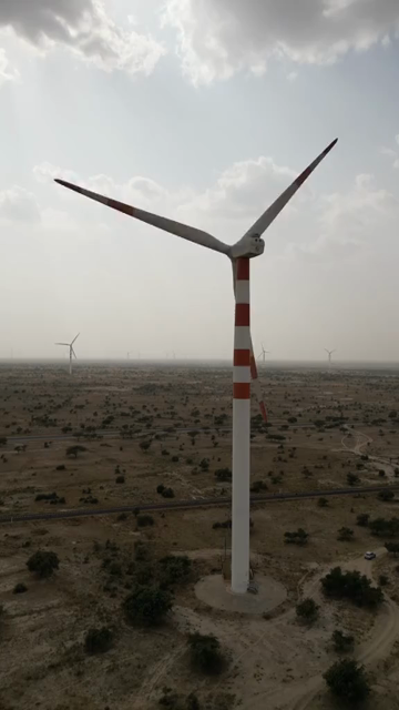 Vertical Aerial View of Wind Turbines at Ramgarh Wind Farm, Rajasthan, India
