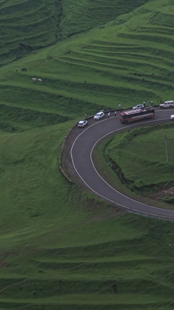 Vertical Aerial View of Winding Mountain Road on Gudhe Panchgani Plateau Sangli Maharashtra