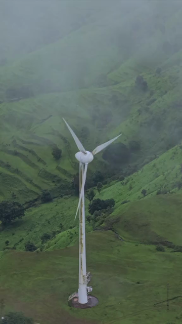 Vertical Aerial View of Windmills on Gudhe Panchgani Plateau Sangli Maharashtra