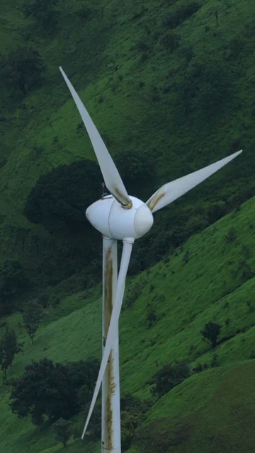 Vertical Aerial View of Windmills on Gudhe Panchgani Plateau Sangli Maharashtra