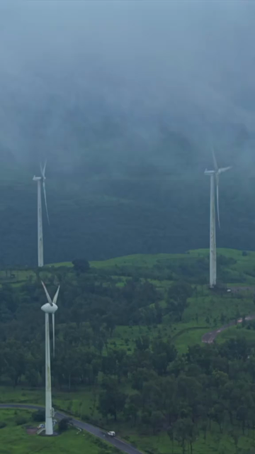 Vertical Aerial View of Windmills on Gudhe Panchgani Plateau Sangli Maharashtra