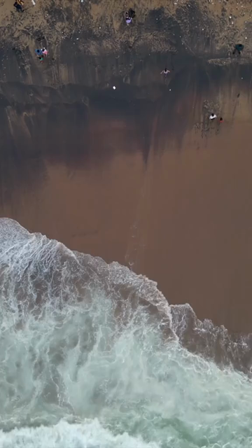 Vertical Aerial View of Waves Crashing on Yarada Beach in Visakhapatnam India