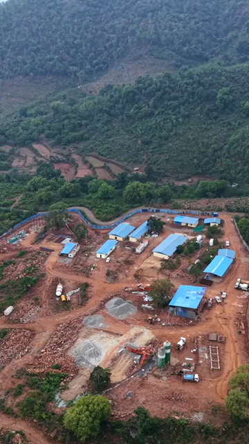 Vertical Aerial View of Kottavalasa–Kirandul Railway Tunnel Construction and Tracks, Andhra Pradesh