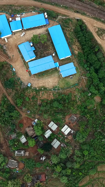 Vertical Aerial View of Kottavalasa–Kirandul Railway Tunnel Construction and Tracks, Andhra Pradesh