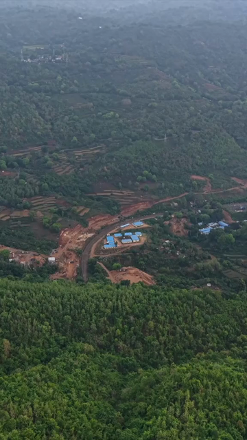 Vertical Aerial View of Kottavalasa–Kirandul Railway Tunnel Construction and Tracks, Andhra Pradesh