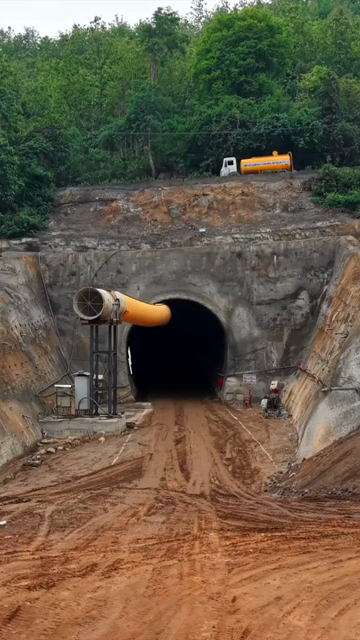 Vertical Aerial View of Kottavalasa–Kirandul Railway Tunnel Construction and Tracks, Andhra Pradesh