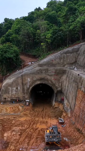 Vertical Aerial View of Kottavalasa–Kirandul Railway Tunnel Construction and Tracks, Andhra Pradesh