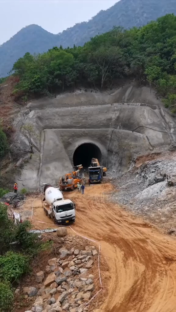 Vertical Aerial View of Kottavalasa–Kirandul Railway Tunnel Construction and Tracks, Andhra Pradesh
