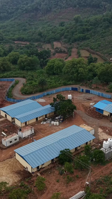 Vertical Aerial View of Kottavalasa–Kirandul Railway Tunnel Construction and Tracks, Andhra Pradesh