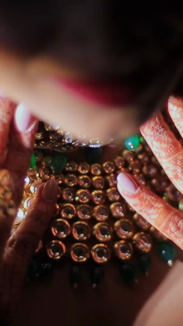Vertical Close-Up Shot of Indian Bride Showcasing Traditional Bridal Necklace
