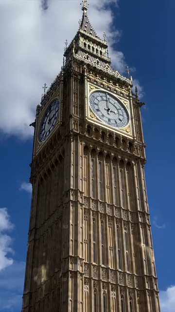 Vertical Close Up View of Big Ben Clock Tower in London England