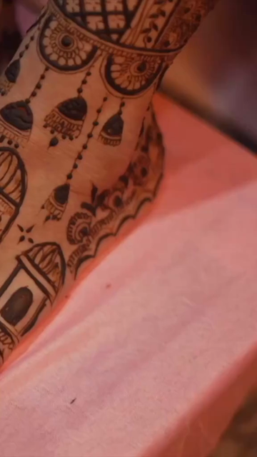 Vertical Close Up of Indian Bride Showing Mehendi Designs