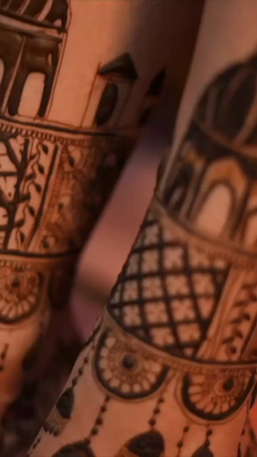 Vertical Close Up of Indian Bride Showing Mehendi Designs