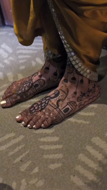 Vertical Close Up of Indian Bride Showing Mehendi Designs