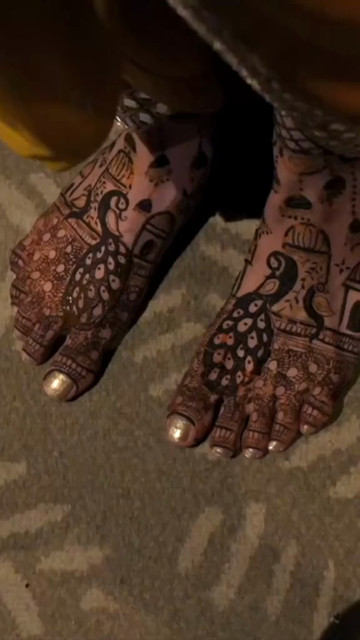 Vertical Close Up of Indian Bride Showing Mehendi Designs