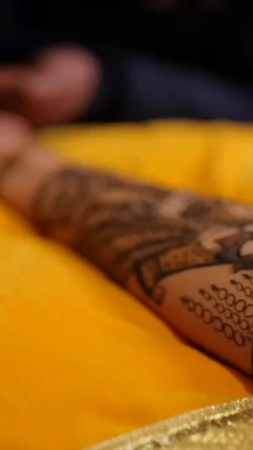 Vertical Close Up of Mehendi Applying on Bride's Hand
