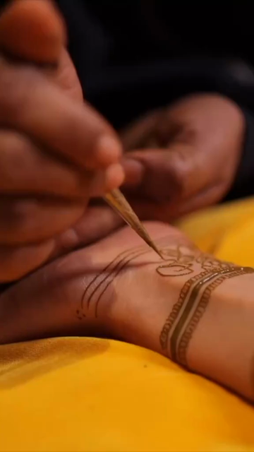 Vertical Close Up of Mehendi Applying on Bride's Hand