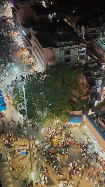 Vertical Night Aerial View of Har Ki Pauri Haridwar Uttarakhand India