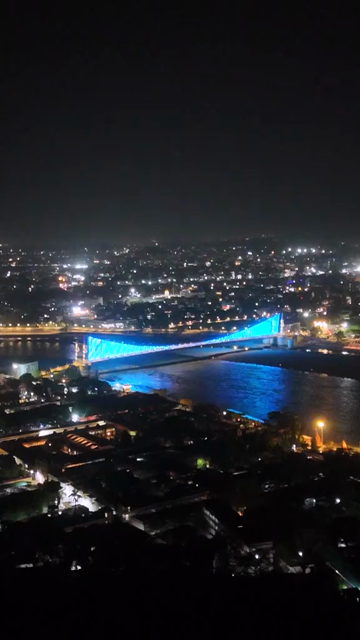 Vertical Night Aerial View of Janki Setu Rishikesh Uttarakhand India
