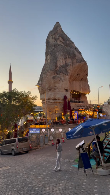 4th June 2026 : Vertical Night View of Street Cafes and Restaurants in Cappadocia Turkey