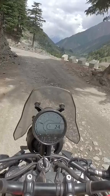 Vertical POV of Adventure Motorcycle Ride on Scenic Himalayan Road in Ladakh