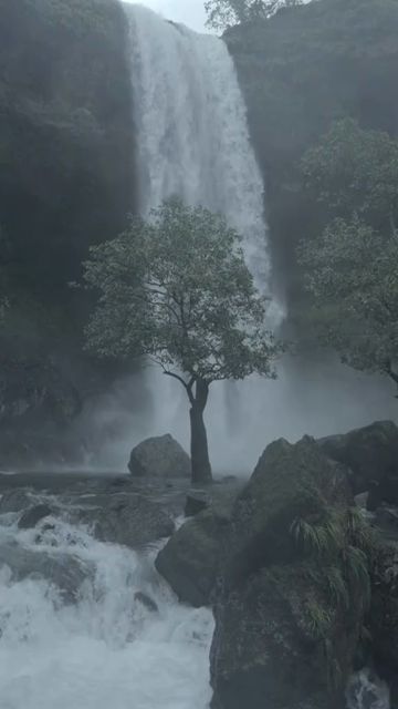 Vertical Shot of Bhandardara Waterfall and Monsoon River Maharashtra India