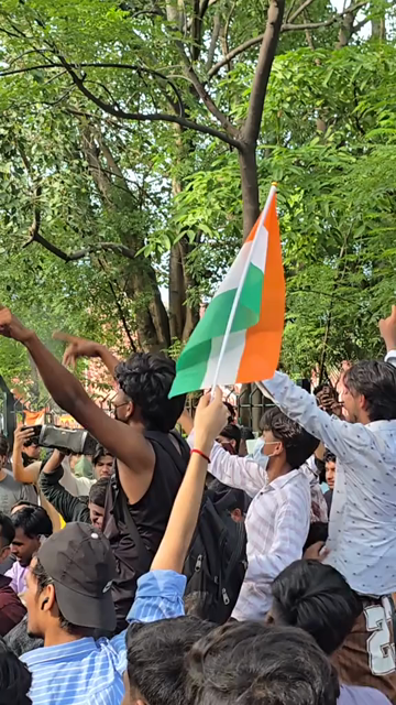 24th July 2026 : Vertical Shot of CJP Student Protest Over NEET Paper Leak at Jantar Mantar Delhi with protesters demanding the resignation of Union Education Minister Dharmendra Pradhan