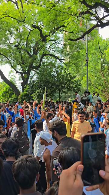 24th July 2026 : Vertical Shot of CJP Student Protest Over NEET Paper Leak at Jantar Mantar Delhi with protesters demanding the resignation of Union Education Minister Dharmendra Pradhan