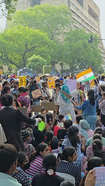 24th July 2026 : Vertical Shot of CJP Student Protest Over NEET Paper Leak at Jantar Mantar Delhi with protesters demanding the resignation of Union Education Minister Dharmendra Pradhan