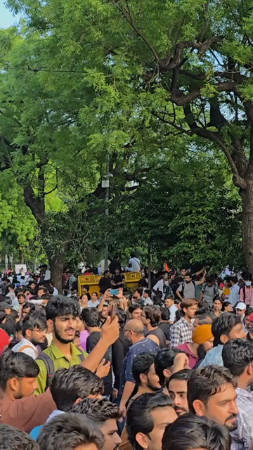24th July 2026 : Vertical Shot of CJP Student Protest Over NEET Paper Leak at Jantar Mantar Delhi with protesters demanding the resignation of Union Education Minister Dharmendra Pradhan