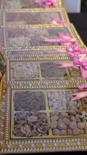 Vertical Slow Motion Shot of Decorative Gift Hampers at an Indian Wedding