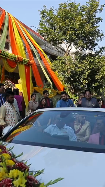09th Feb 2026 : Vertical Shot of Groom Arriving with Family in Baraat at Indian Wedding