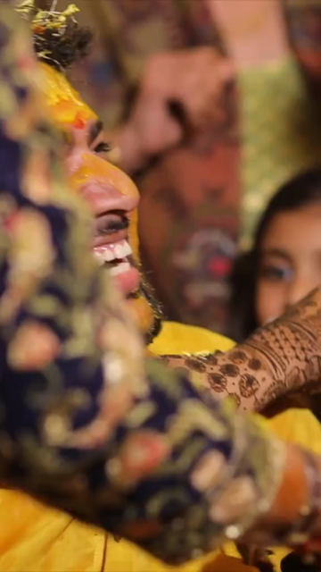 Vertical Shot of Groom During Haldi Ceremony at Indian Wedding