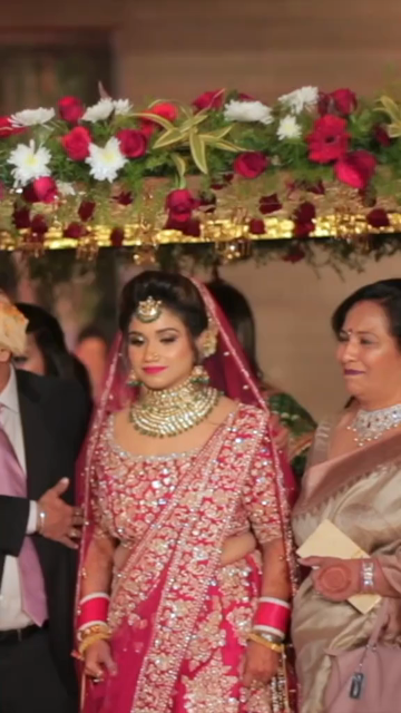 Vertical Shot of Indian Bride Entrance at Luxury Wedding Ceremony
