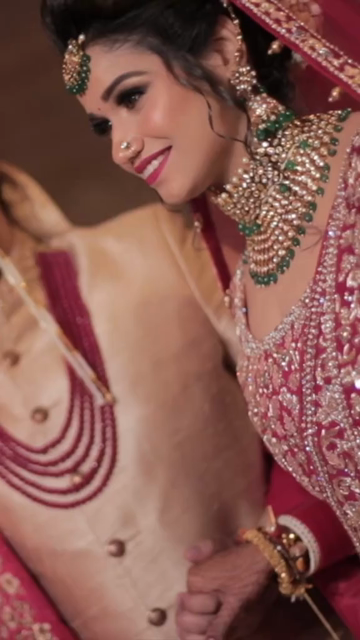 Vertical Shot of Indian Bride and Groom Posing Together at Their Wedding