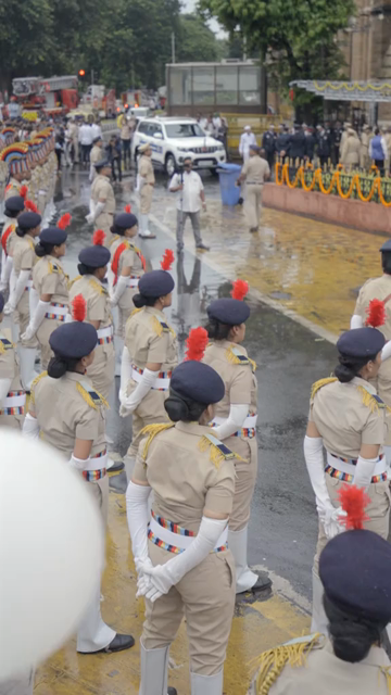 Vertical Shot of Women Police Parade at CSMT Mumbai on Independence Day