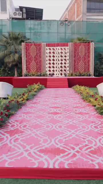 Vertical Slow Motion Shot of Indian Wedding Venue Decoration in India