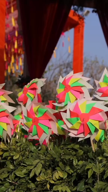 Vertical Slow Motion Shot of Indian Wedding Venue Decoration in India