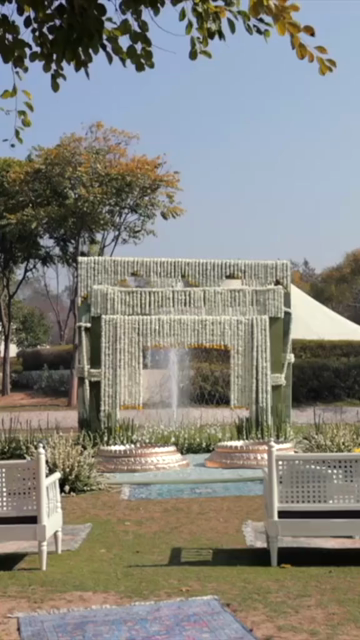 Vertical Slow Motion Shot of Indian Wedding Venue Decoration in India